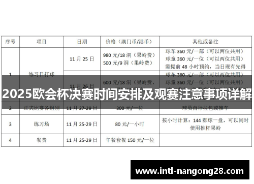 2025欧会杯决赛时间安排及观赛注意事项详解