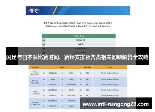 国足与日本队比赛时间、赛程安排及各类相关问题解答全攻略